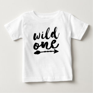 Wild One und Arrow Black Boho Ein Jahr alt Baby T-shirt