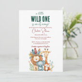 Wild One und Safari Baby Dusche Einladung (Stehend Vorderseite)