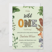 Wild One wald grüne Baby Boy Dusche Einladung (Vorderseite)