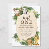 WILD ONE | Walddschungel - Geburtstag Einladung (Vorderseite)