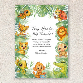 Wild One Watercolor 1st Birthday Thank You Card Dankeskarte