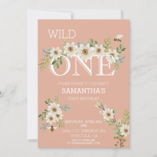 Wild One Watercolor Daisy Erster Geburtstag Invit Einladung