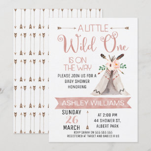 Wild One Watercolor Kinderdusche Einladung