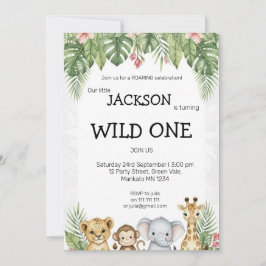 Wild One Watercolor Safari 1st Birthday Invite Einladung