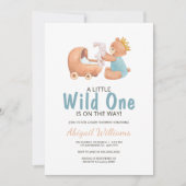 Wild One Watercolor Teddy Bear Baby Show Invitat Einladung (Vorderseite)