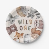 Wild-One-Whimsical-Woodland-Tiere Party Pappteller (Vorderseite)