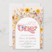 Wild One Wildblume 1. Geburtstag Einladung (Vorderseite)