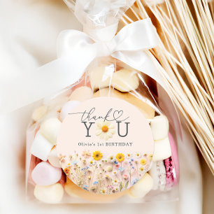 Wild One Wildblume Erstes 1. Geburtstag Party Runder Aufkleber