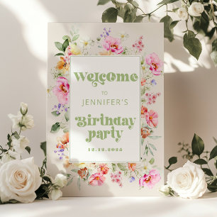Wild One Wildblume Girl Geburtstagsparty Willkomme Poster