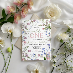 Wild One Wildflower 1. Geburtstagseinladung Einladung