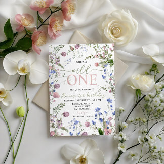 Wild One Wildflower 1. Geburtstagseinladung Einladung