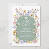 Wild One WIldflower 1st Birthday Invitation Einladung (Vorderseite)