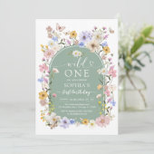 Wild One WIldflower 1st Birthday Invitation Einladung (Stehend Vorderseite)