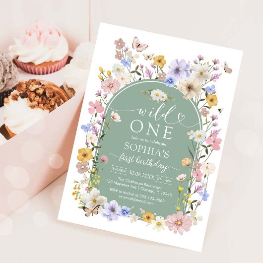 Wild One WIldflower 1st Birthday Invitation Einladung