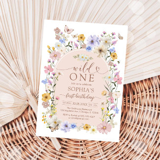 Wild One WIldflower 1st Birthday Invitation Einladung