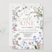 Wild One Wildflower 1st Birthday Invite Einladung (Vorderseite)