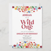 Wild One Wildflower First 1st Birthday Party Einladung (Vorderseite)
