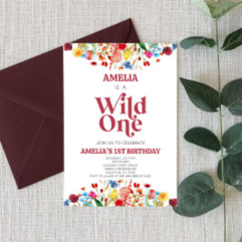 Wild One Wildflower First 1st Birthday Party Einladung