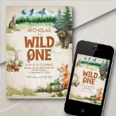 Wild One Woodland Animal 1. Geburtstag Einladung