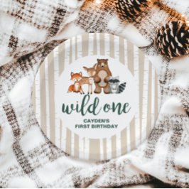 Wild One Woodland Animal Birch Tree Erster Geburts Pappteller