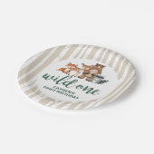 Wild One Woodland Animal Birch Tree Erster Geburts Pappteller (Schrägansicht)