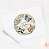 Wild One Woodland Animal Birthday Party Runder Aufkleber (Umschlag)