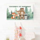 Wild One Woodland Animal First Birthday Banner (Insitu)