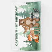 Wild One Woodland Animal First Birthday Banner (Vertikal)