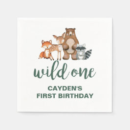 Wild One Woodland Animal First Birthday Napkins Serviette