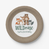 Wild One Woodland Animal zum ersten Geburtstag Pappteller (Vorderseite)