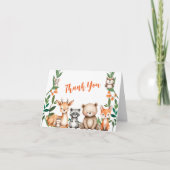Wild One Woodland Animals Baby Shower Dankeskarte (Vorderseite)
