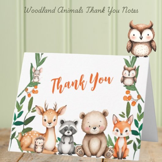 Wild One Woodland Animals Baby Shower Dankeskarte