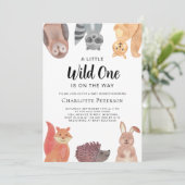 Wild One Woodland Animals Baby Shower Einladung (Stehend Vorderseite)