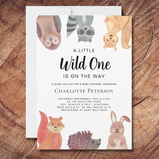 Wild One Woodland Animals Baby Shower Einladung
