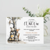 Wild One Woodland Animals Baby Shower Invitation Einladung (Stehend Vorderseite)