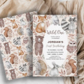 Wild One Woodland Animals First Birthday Party Einladung
