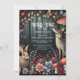 Wild One Woodland Animals Junge 1. Geburtstag Einladung