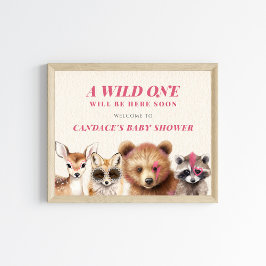 Wild One Woodland Animals Kinderdusche Willkommen Poster