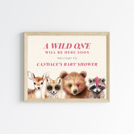 Wild One Woodland Animals Kinderdusche Willkommen Poster