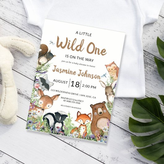 Wild One Woodland Baby Shower Animals Einladung