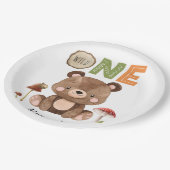 Wild One Woodland Bear 1. Geburtstag Pappteller (Schrägansicht)