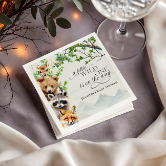 Wild One Woodland Creatures Baby Shower Party Serviette