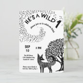 Wild One Woodland Fox Einladung (Stehend Vorderseite)