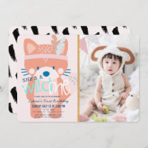 Wild One Woodland Fox Girl Foto Pink 1. Geburtstag