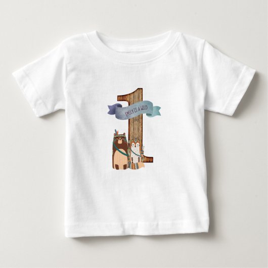 Wild-One-Woodland-Tiere-Partyware individuell anpa Baby T-shirt (Vorderseite)