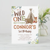 Wild One, Woodland, Tribal Einladung (Stehend Vorderseite)