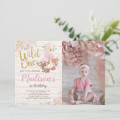 Wild One, Woodland, Tribal Einladung (Stehend Vorderseite)