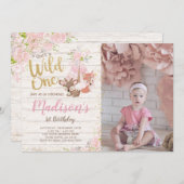 Wild One, Woodland, Tribal Einladung (Vorne/Hinten)