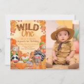 Wild One Woodlands Einladung mit Foto (Vorderseite)