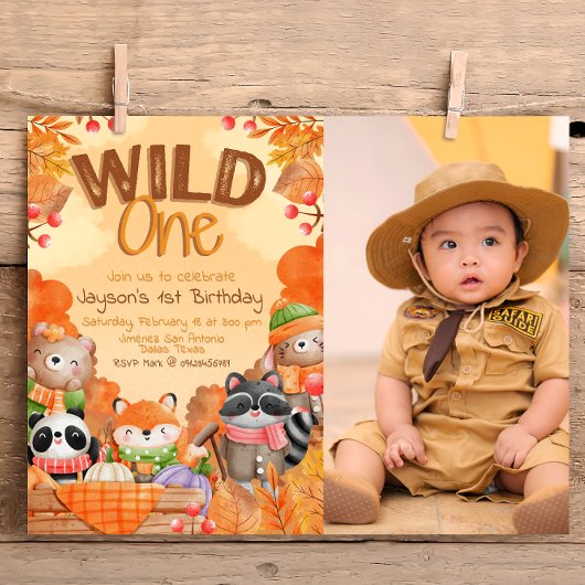 Wild One Woodlands Einladung mit Foto